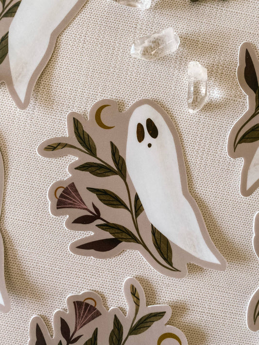 Ghost Moonflower Vinyl Sticker - 3" Matte