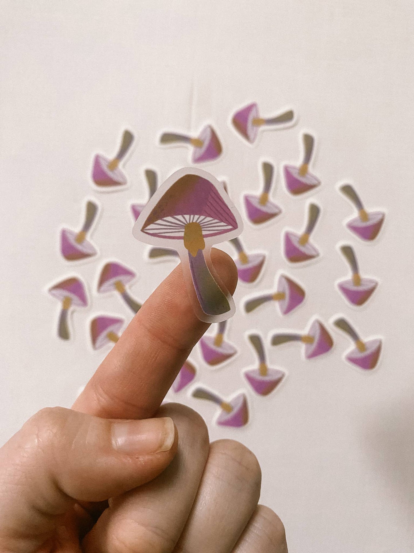 Pink Mushroom Mini Clear Vinyl Sticker