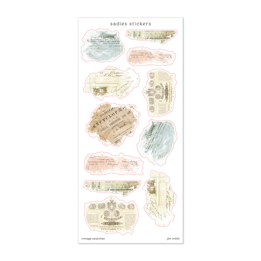 Sadies Stickers Vintage Swatches • Journal Sticker sheet