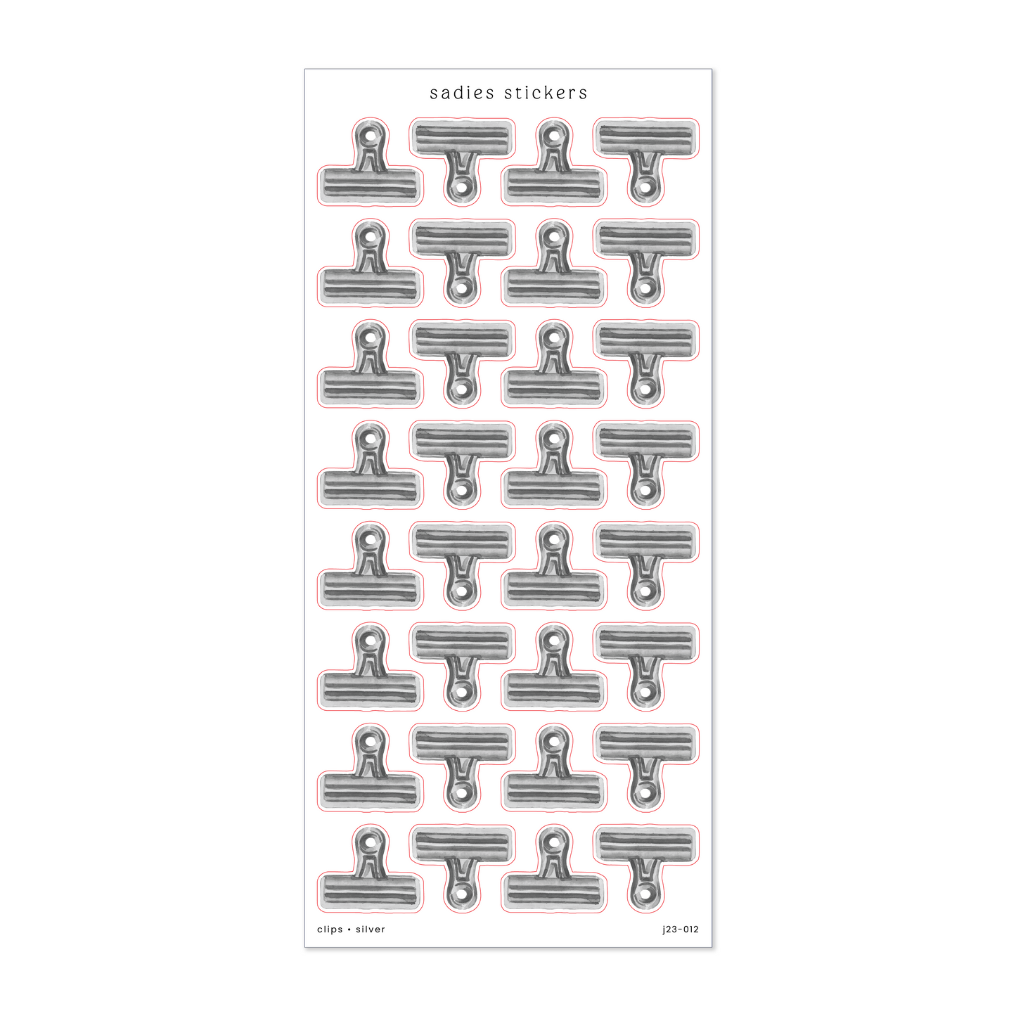 Sadies Stickers Silver Binder Clips • Journal Sticker Sheet