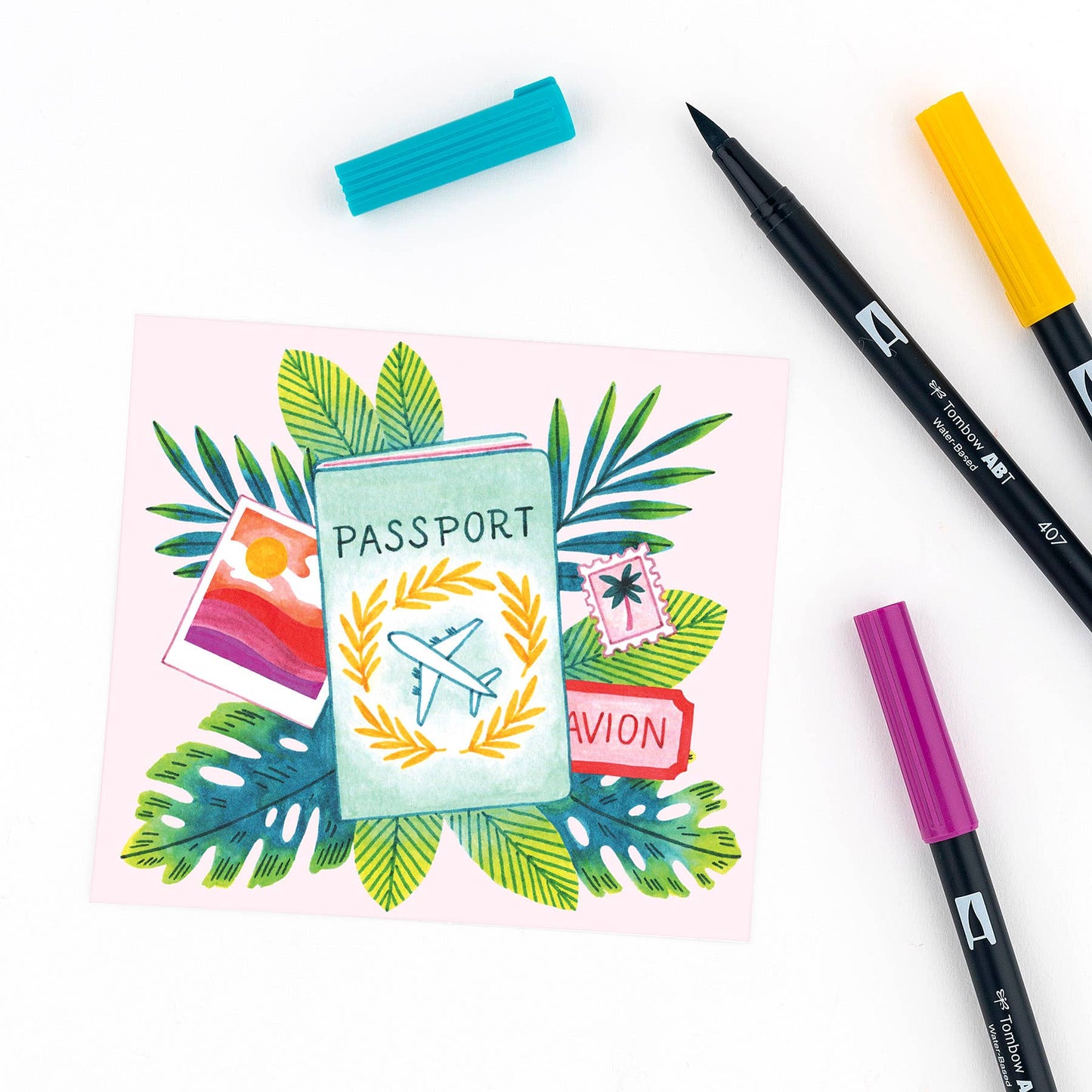 Tombow Dual Brush Pen, Tropical ,10-Pack +Free Fudenosuke