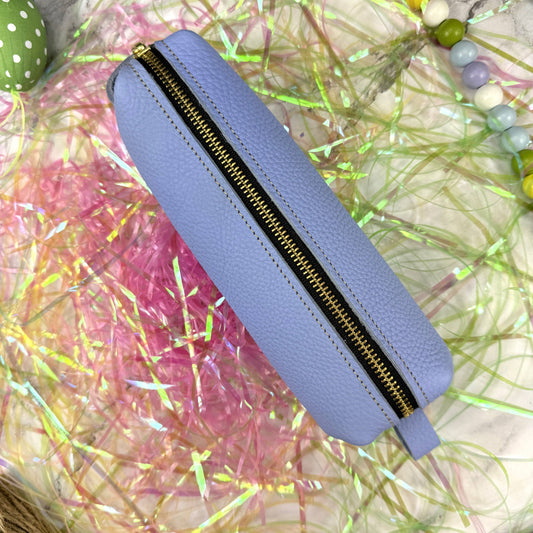 Girologio Leather Zipper Pouch: Periwinkle Mist