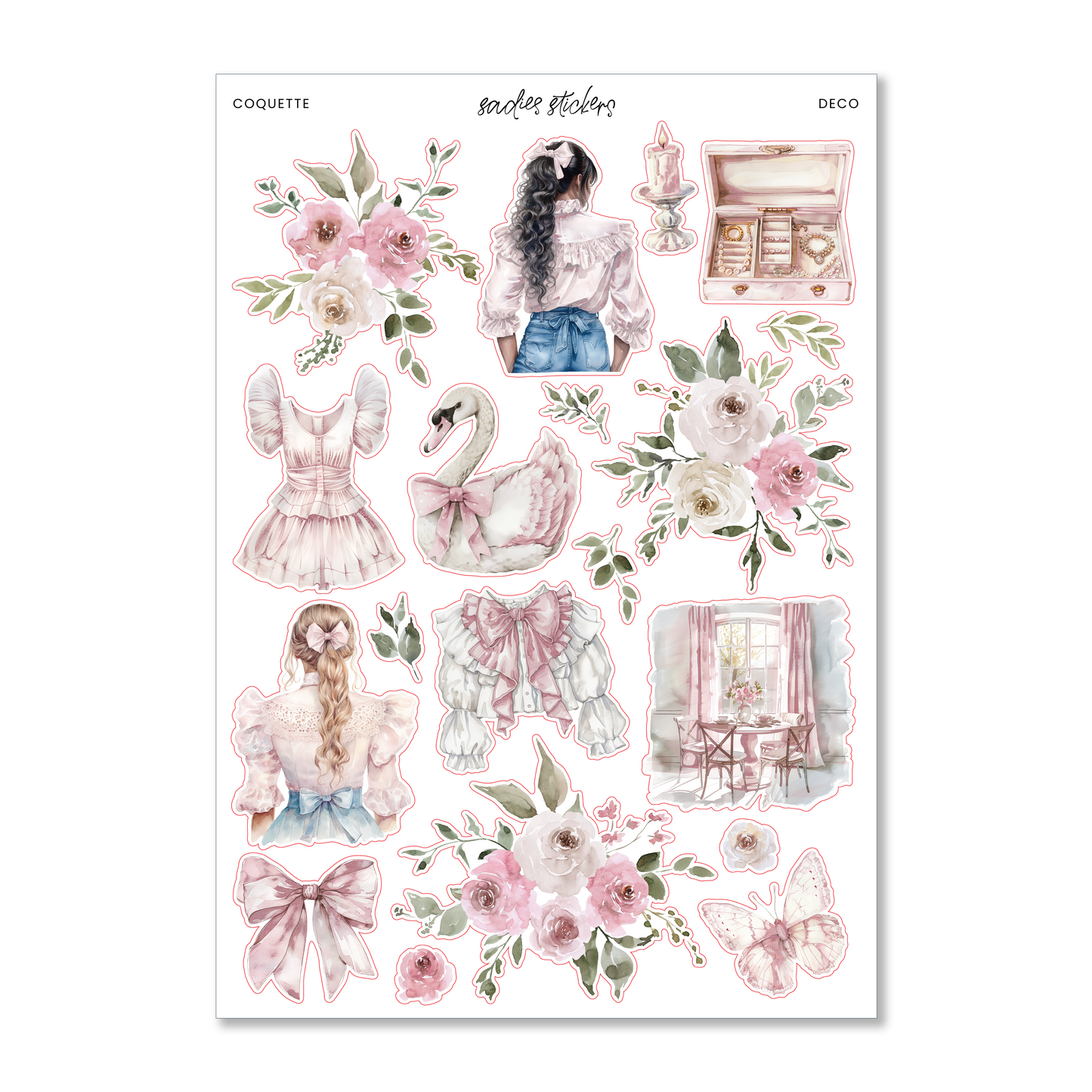 Sadies Stickers Coquette • Deco Sticker Sheet