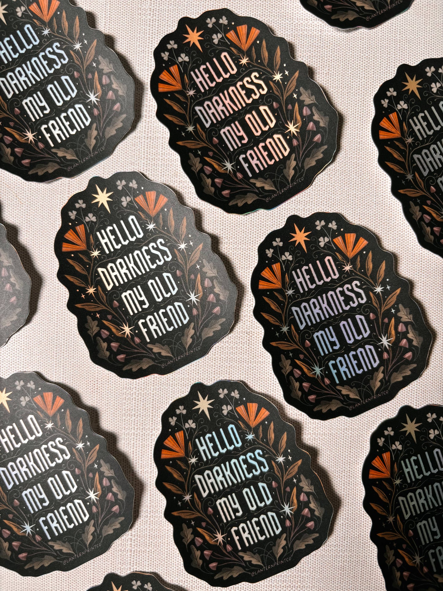 Hello Darkness Matte Vinyl Sticker - 3" Holographic