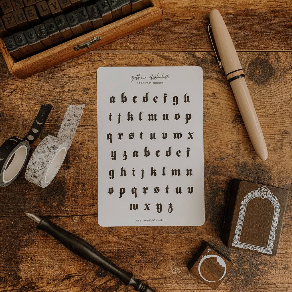 Gothic Alphabet Sticker Sheet