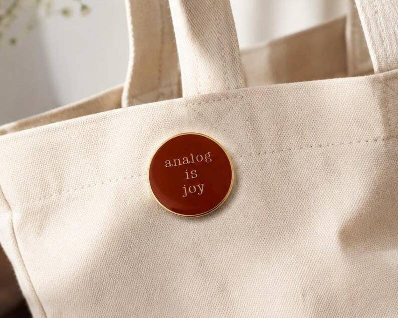 Analog is Joy Enamel Pin for Journaling, Stationery, and Book Lovers