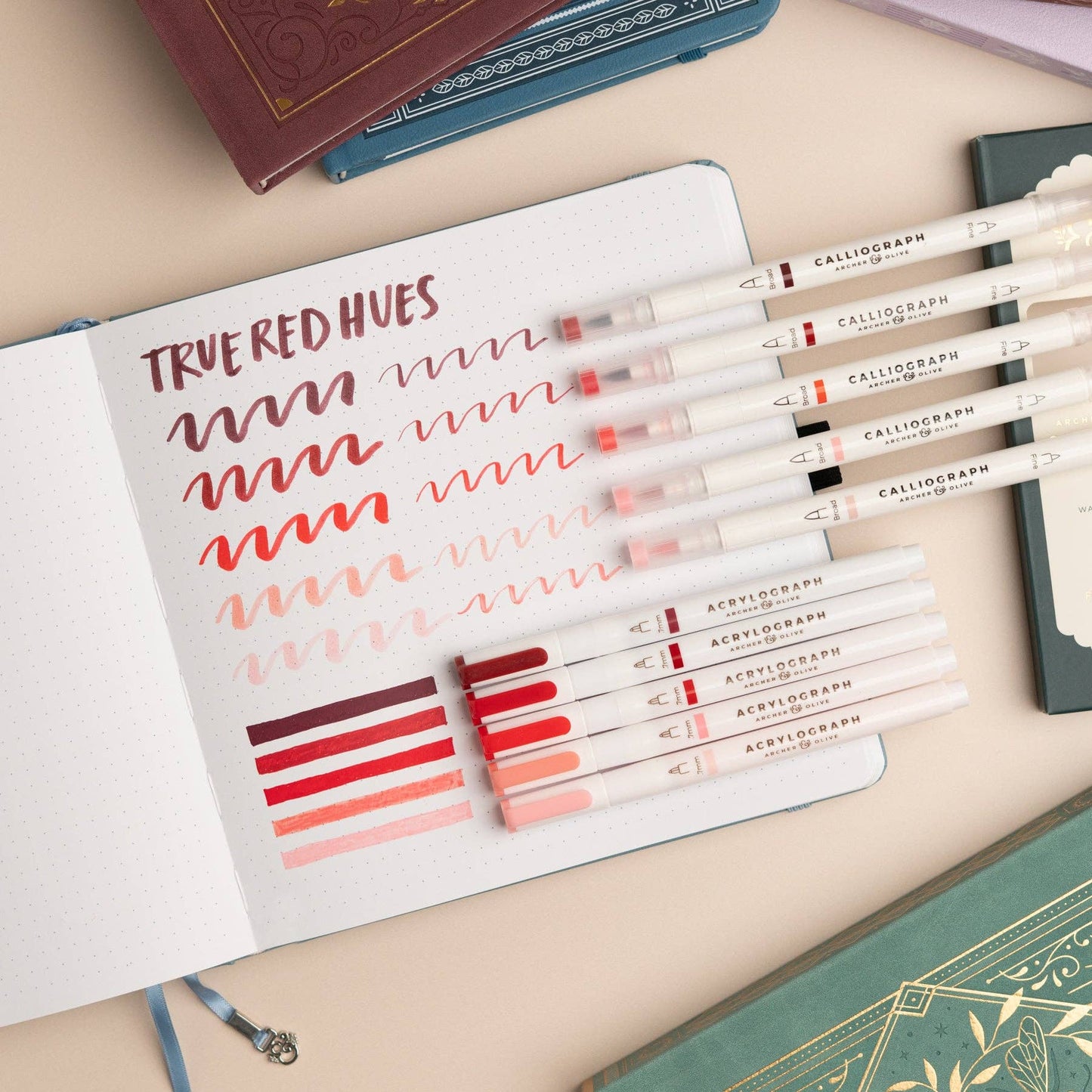 True Red Hues Sets of 5: Calliograph