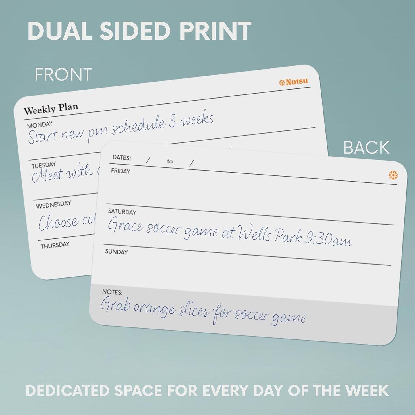 Weekly Planner Note Cards 3x5 inch | 40 Pocket Foldable Mini Calendar Index Cards | Premium 350gsm Thick Paper