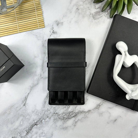 Girologio Leather 4 Pen Case: Black