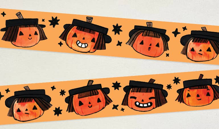 Pumpkin Skeleton Girl Washi Tape