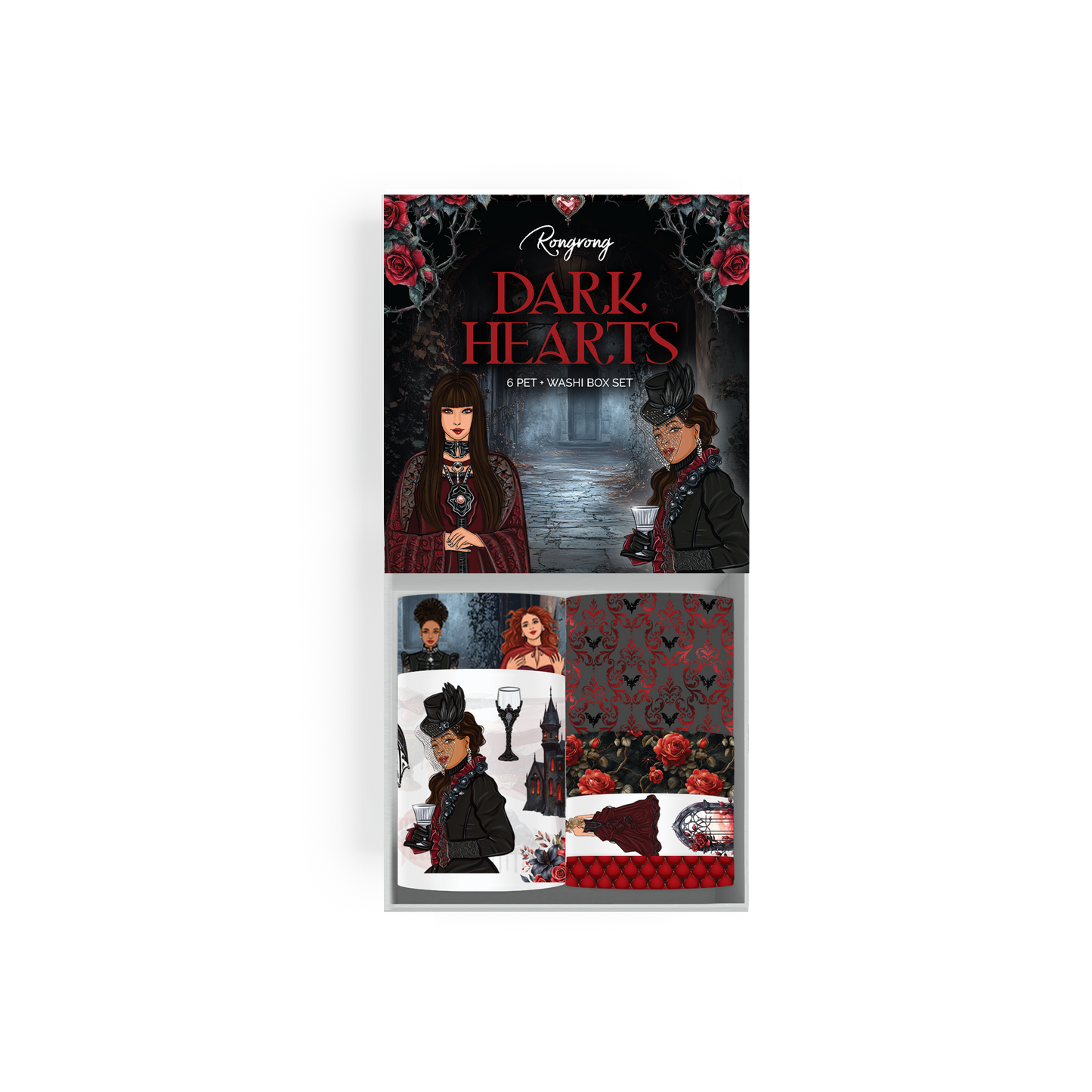 Dark Hearts Pre-cut PET Tape + Washi Box