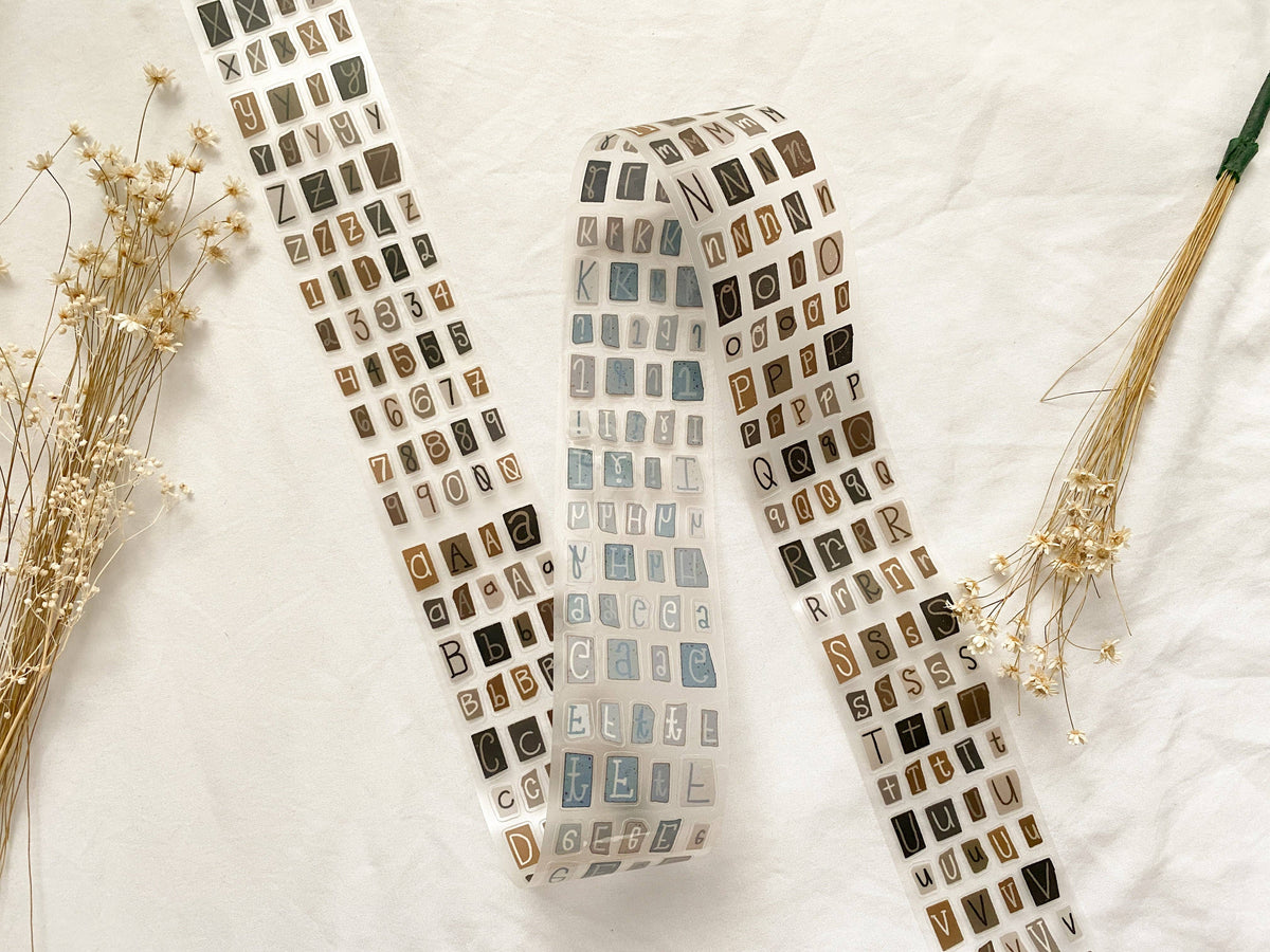 Neutral Letters & Numbers PET Tape (PRE-CUT)