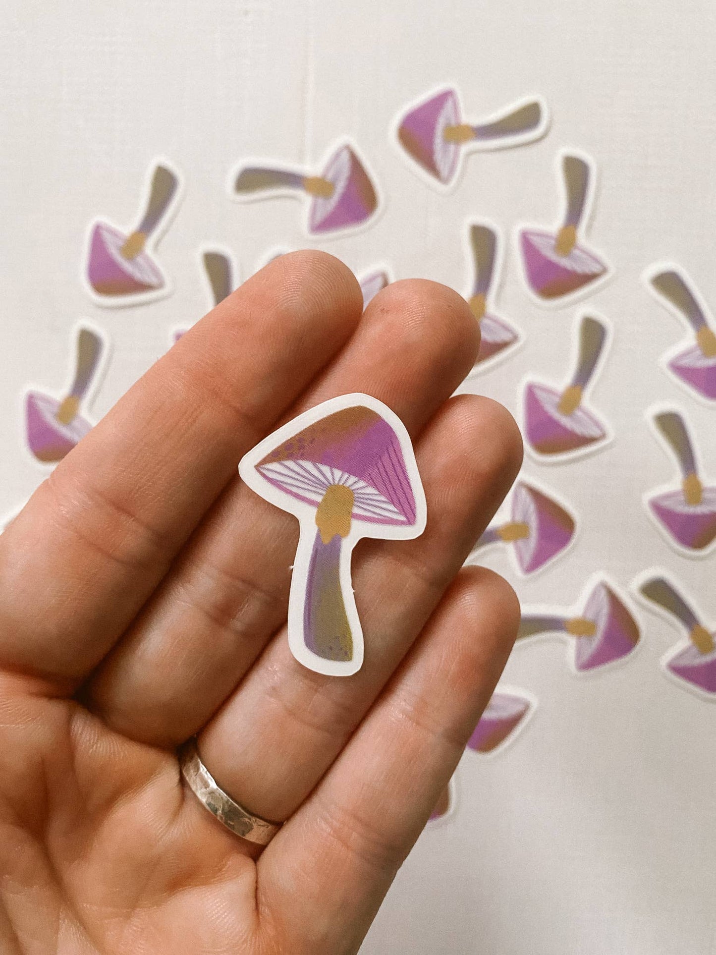 Pink Mushroom Mini Clear Vinyl Sticker