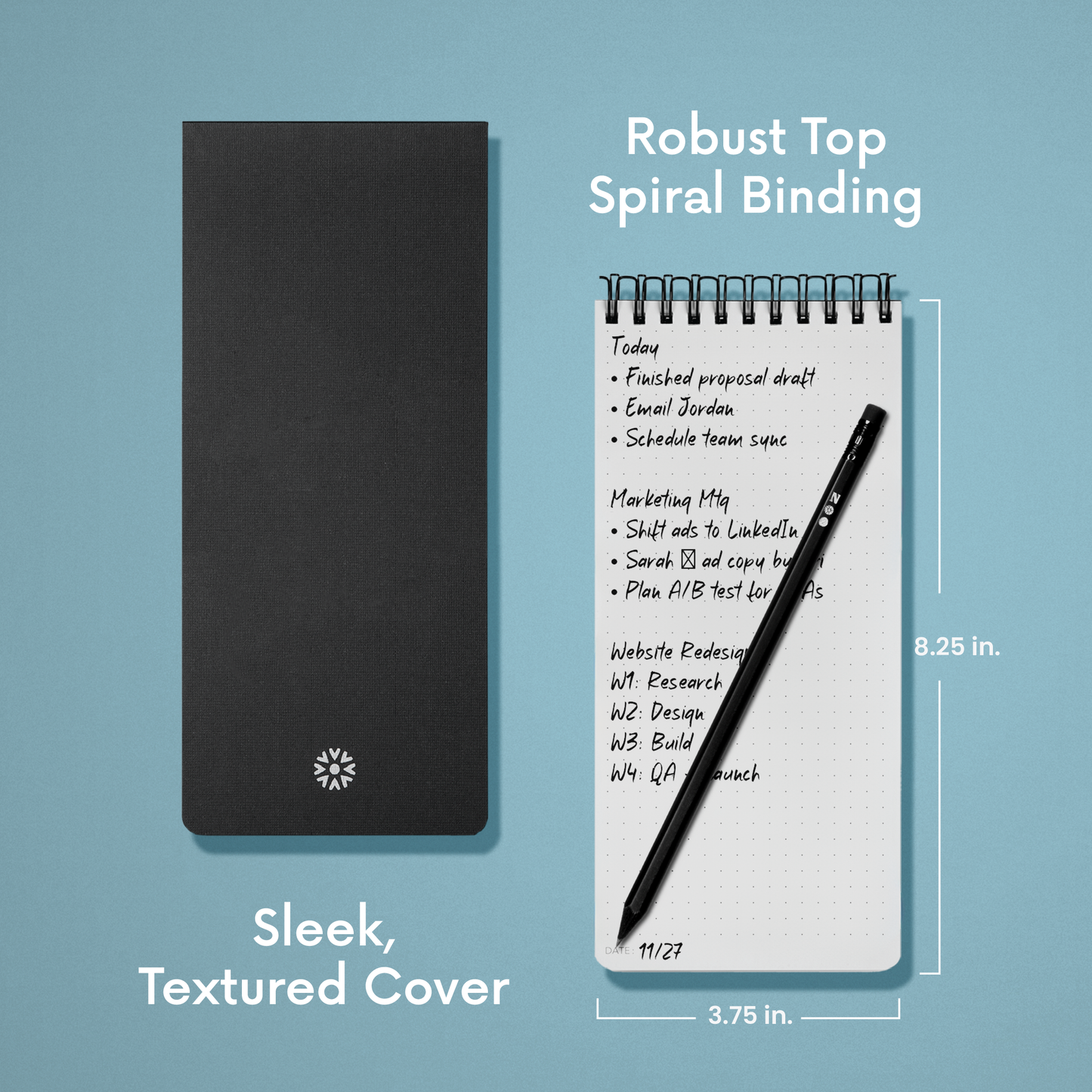 Reporter's Notebook Dot Grid (Pack of 2) 8.25"x3.75"