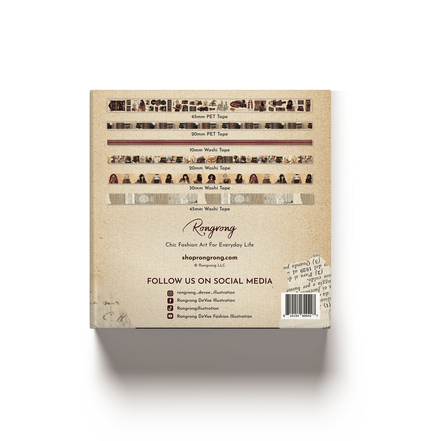 Dark Academia Bookworm Pre-cut PET Tape + Washi Box Set