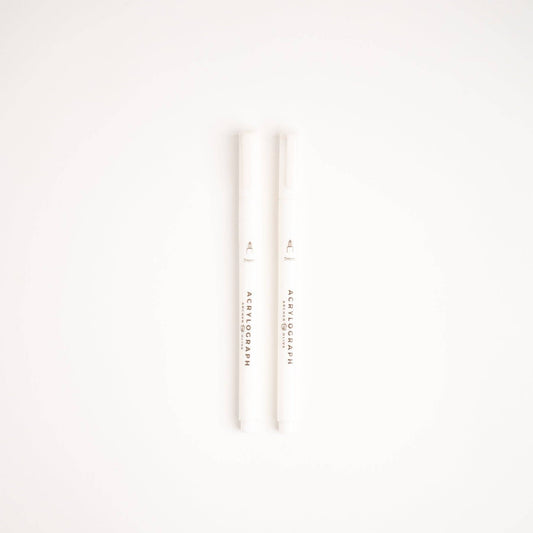 White Acrylograph Pen Set of 2 0.7 mm Tip