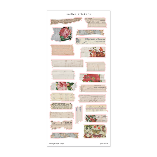 Sadies Stickers Vintage Tape Strips • Journal Sticker Sheet