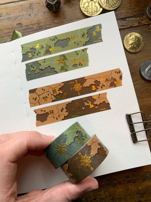 Fantasy Maps Gold Foil Washi Tape: Brown