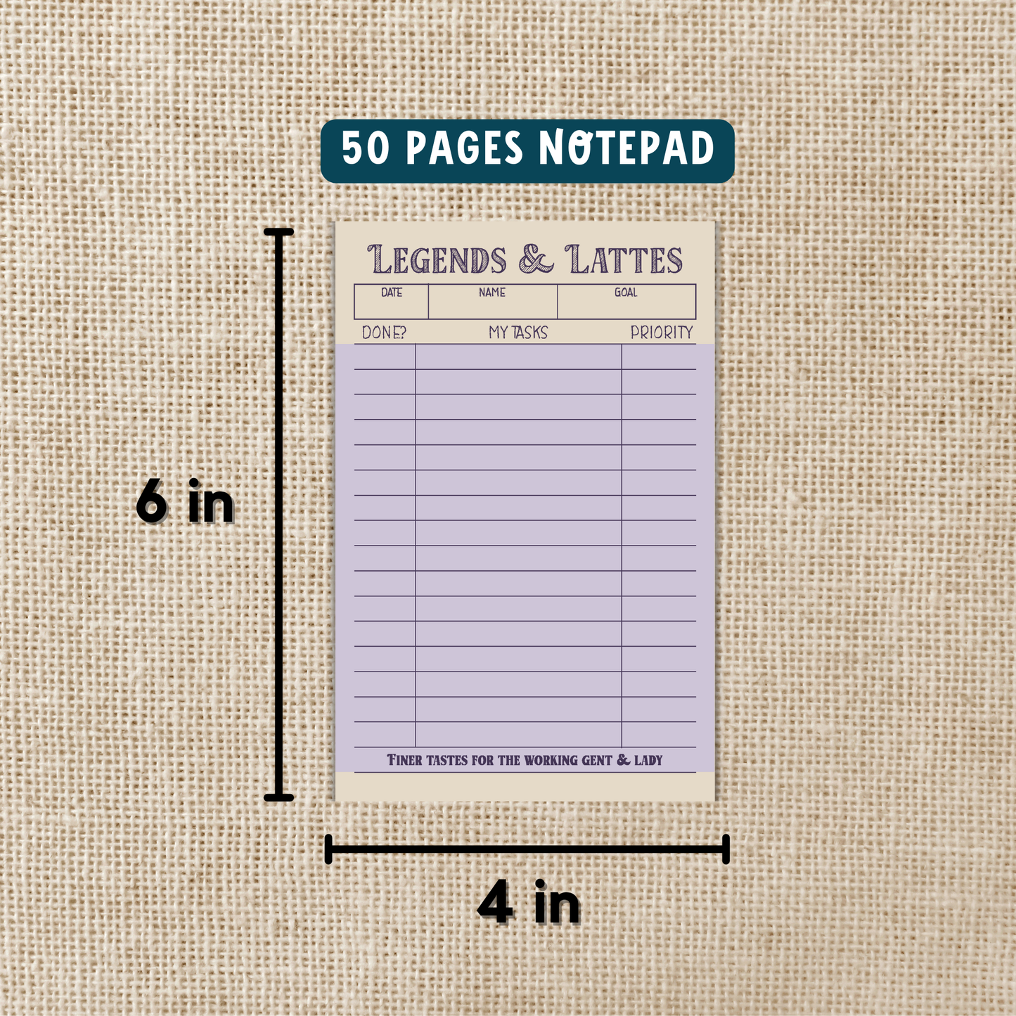 Legends & Lattes To-Do List Notepad - 4x6"