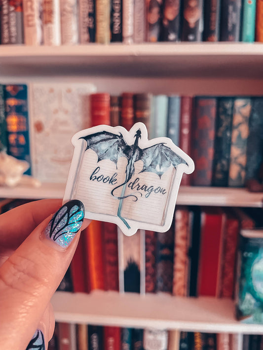 Book Dragon Watercolor Vinyl Sticker
