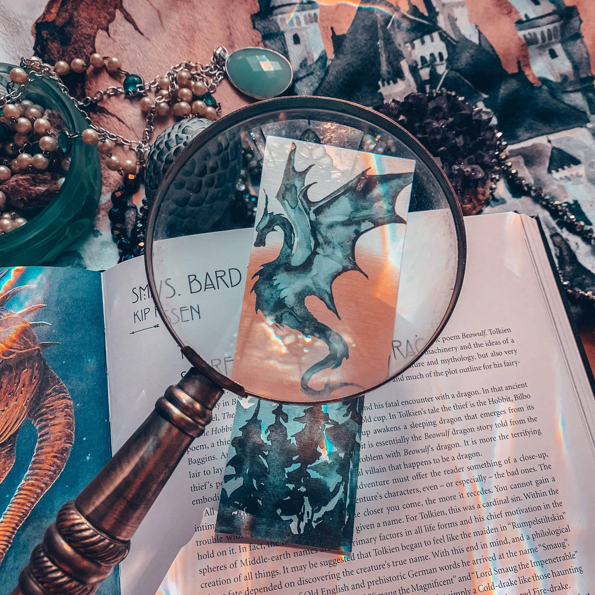 Epic Dragon Watercolor Bookmark
