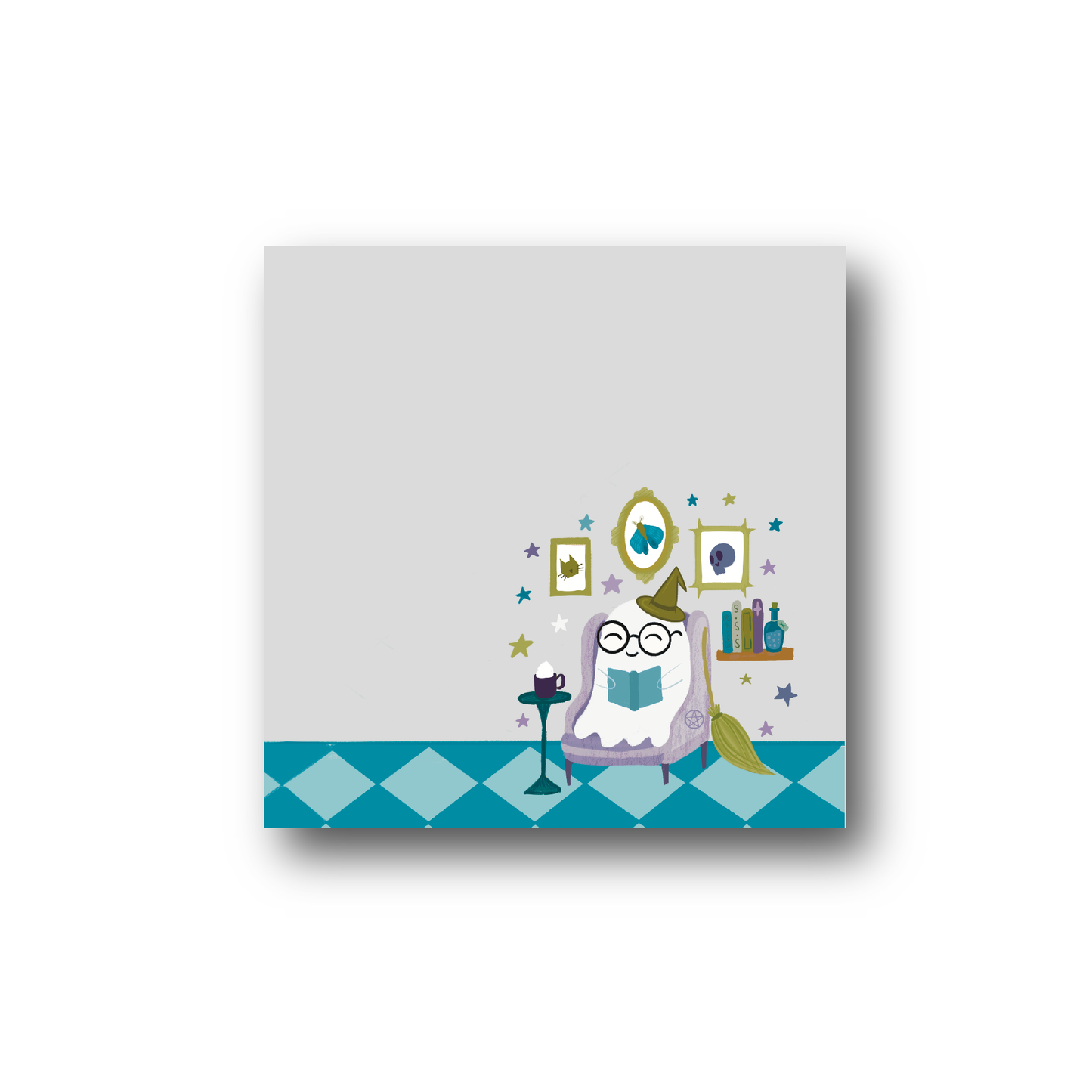 Rupert the Witchy Reading Ghostie Sticky Note Pad