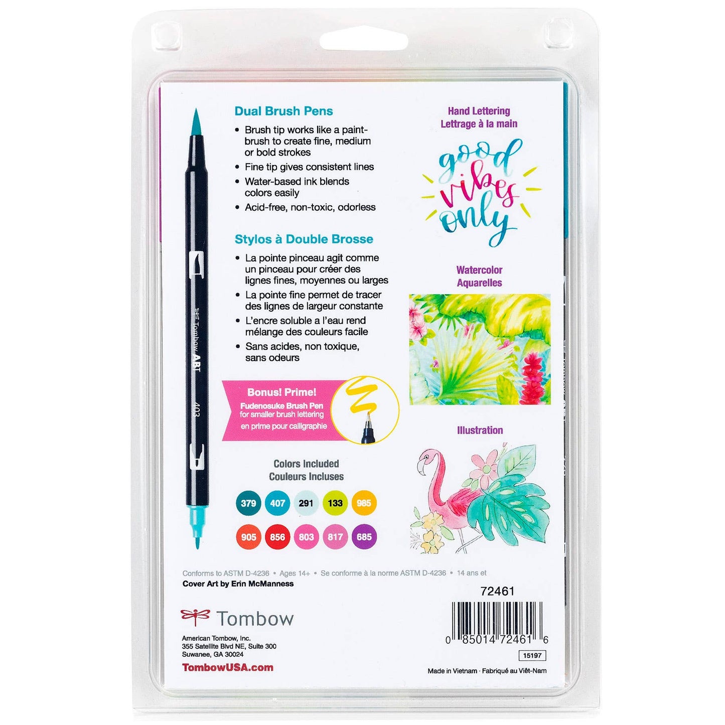 Tombow Dual Brush Pen, Tropical ,10-Pack +Free Fudenosuke