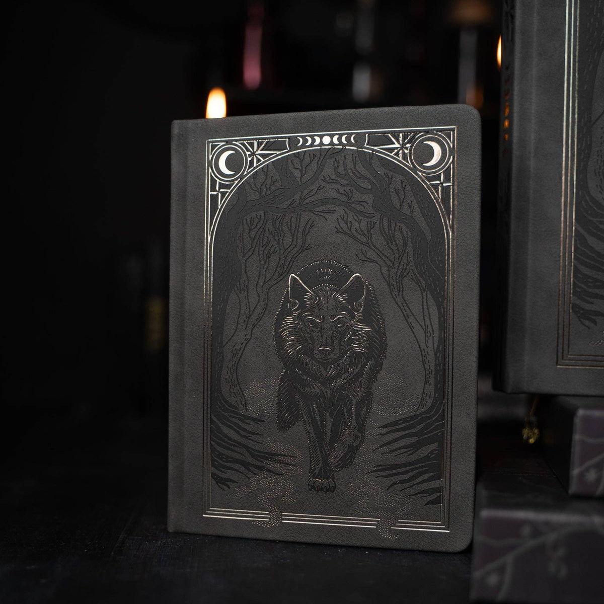 Wolf in the Night | Notebook: White Dot Grid / 8x8: 160 Pages