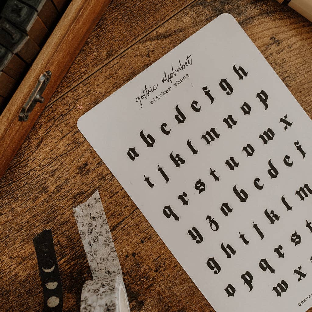 Gothic Alphabet Sticker Sheet