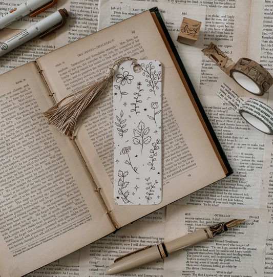 Minimal Florals Bookmark: Brown Tassel
