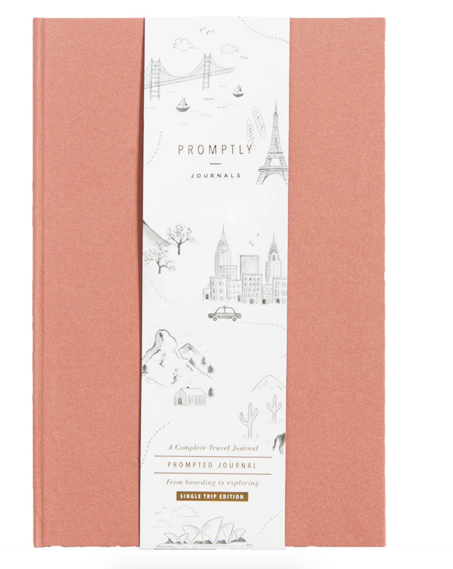 Complete Travel Journal From Boarding to Exploring Hardcover: Dusty Rose