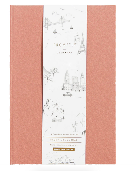 Complete Travel Journal From Boarding to Exploring Hardcover: Dusty Rose