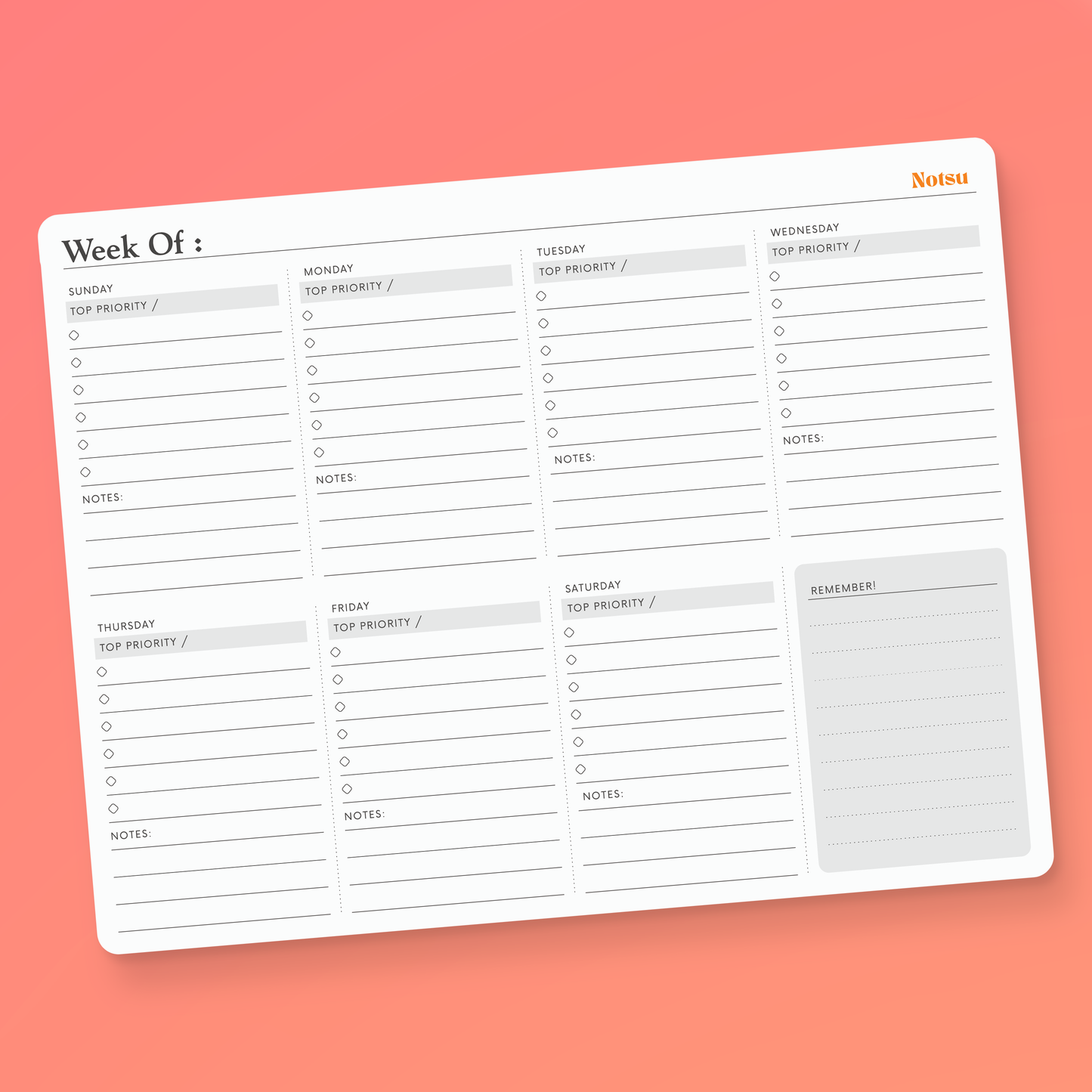 Weekly Planning Pad - 50pg Desk Planner
