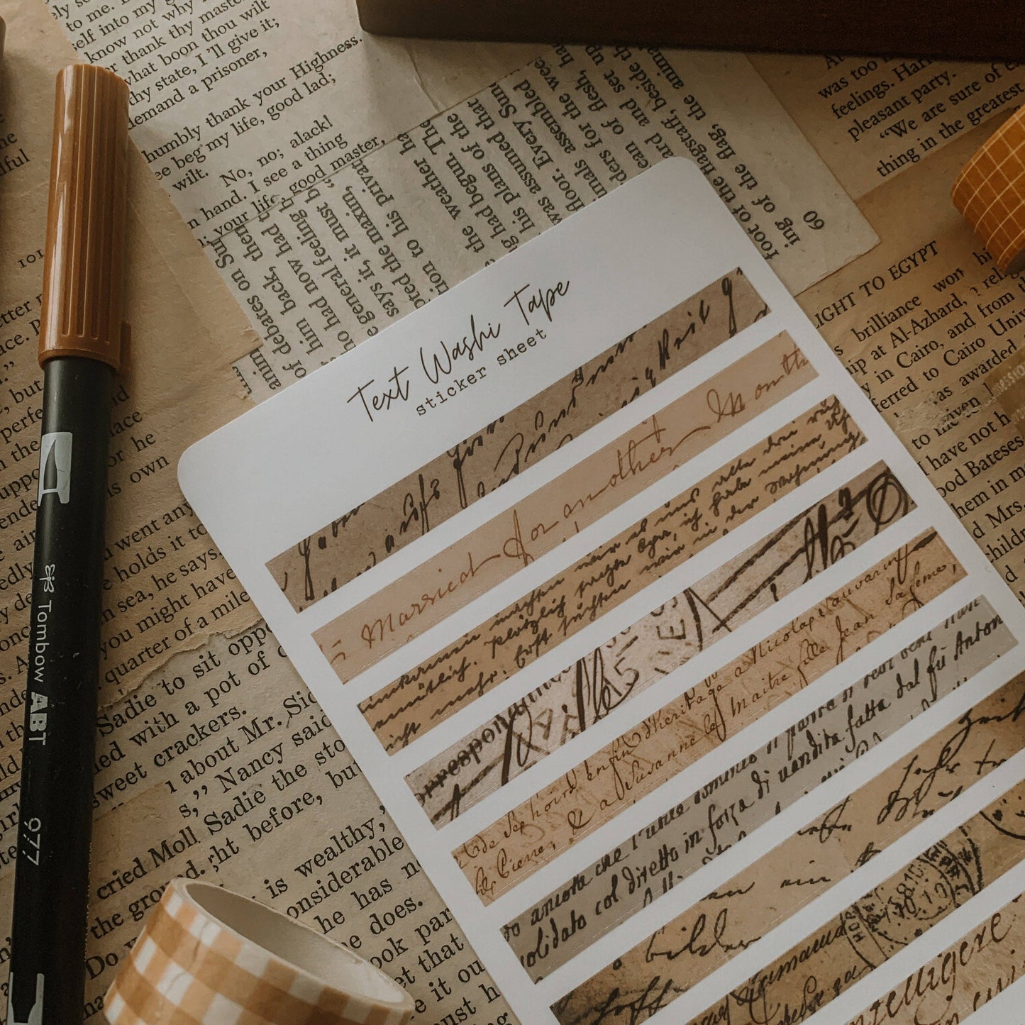 Vintage Text Washi Sticker Sheet