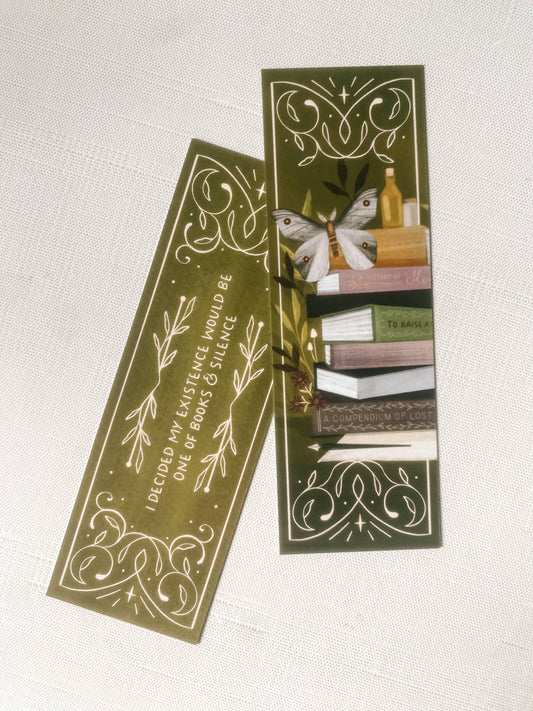 Literary Quote Bookmark - Books and Silence