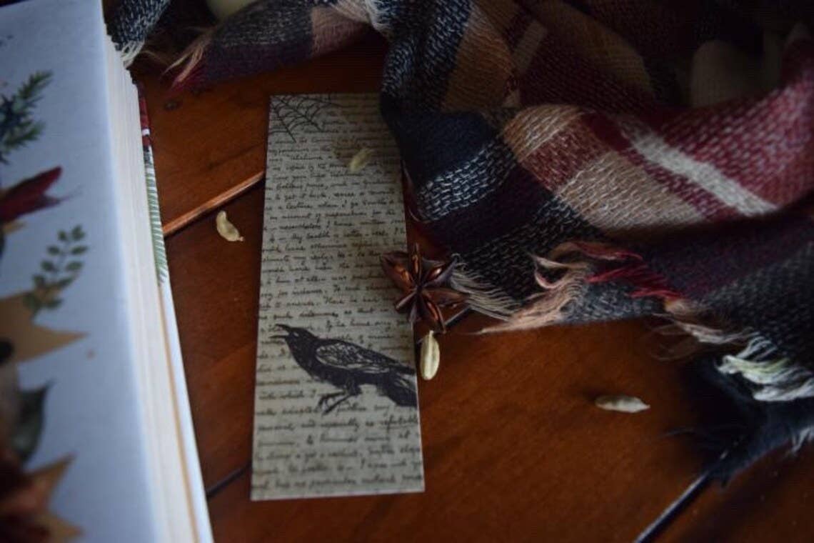 Halloween Raven Book Page Bookmark