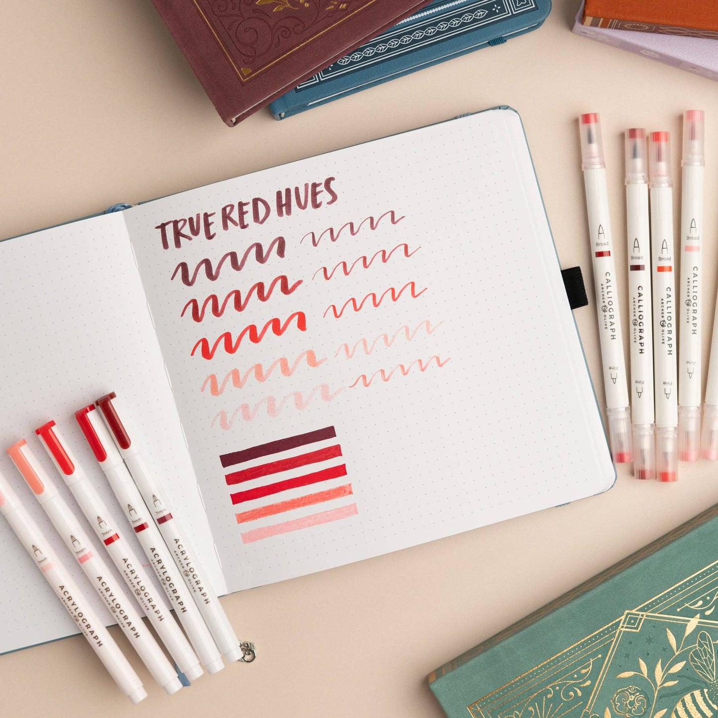 True Red Hues Sets of 5: Calliograph