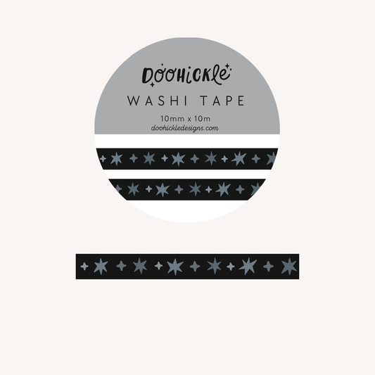 Noir Wonky Stars Washi Tape