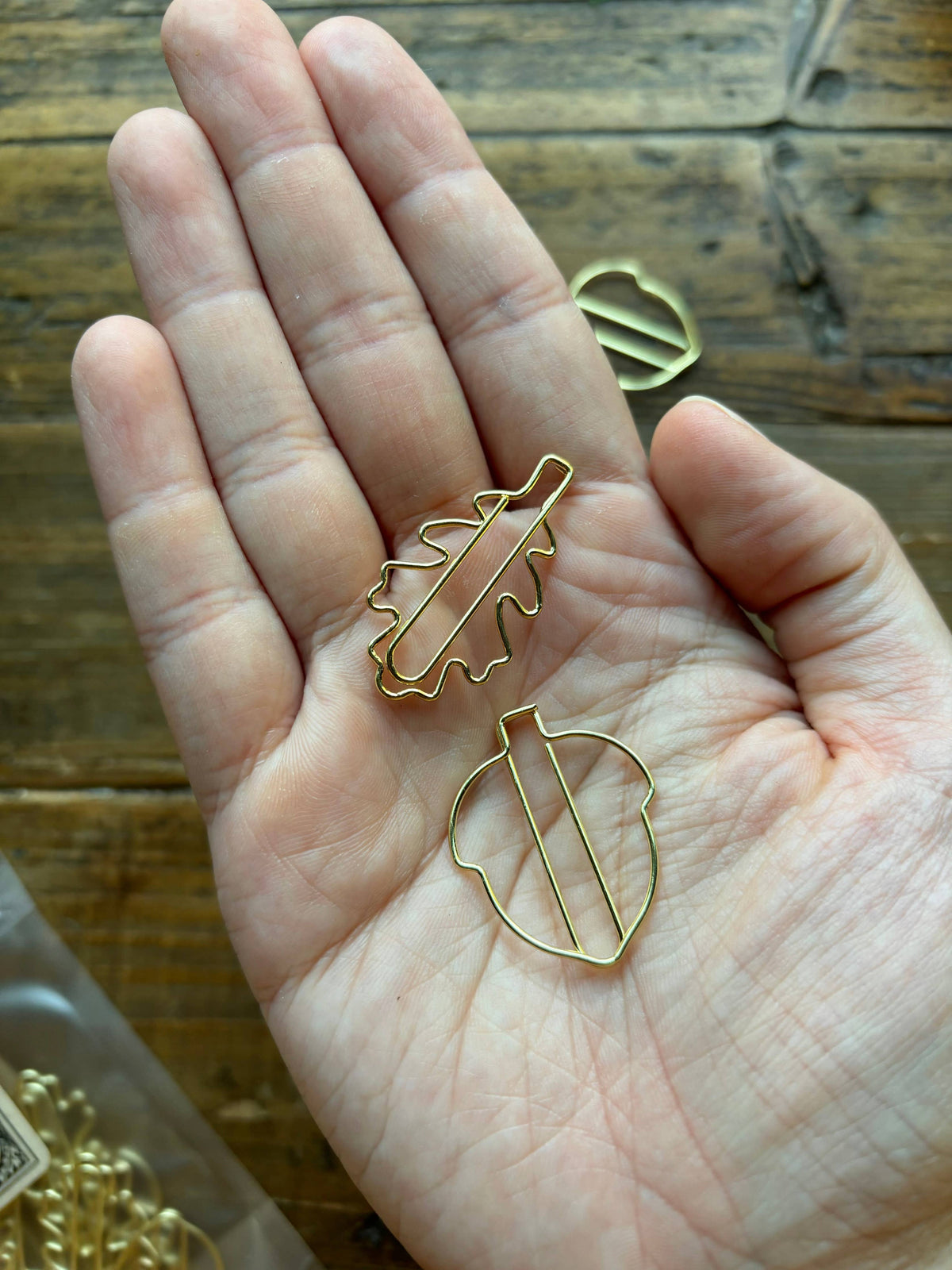 Oak Leaf & Acorn Gold Paper Clip Set