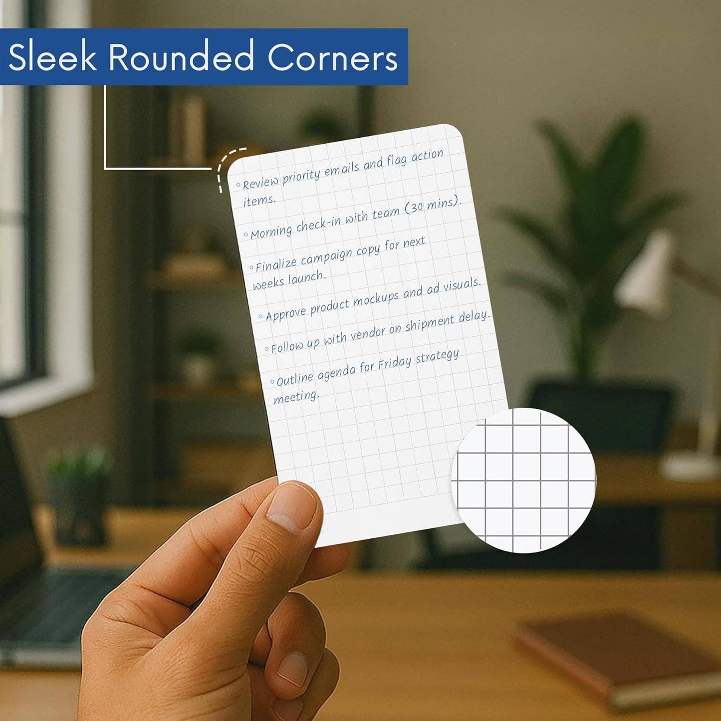 Graph Grid Index Cards 4x6 inch, 40 ct | Thick Graphing Note Cards w/Rounded Corners | Premium Heavy Duty Paper 350 gsm