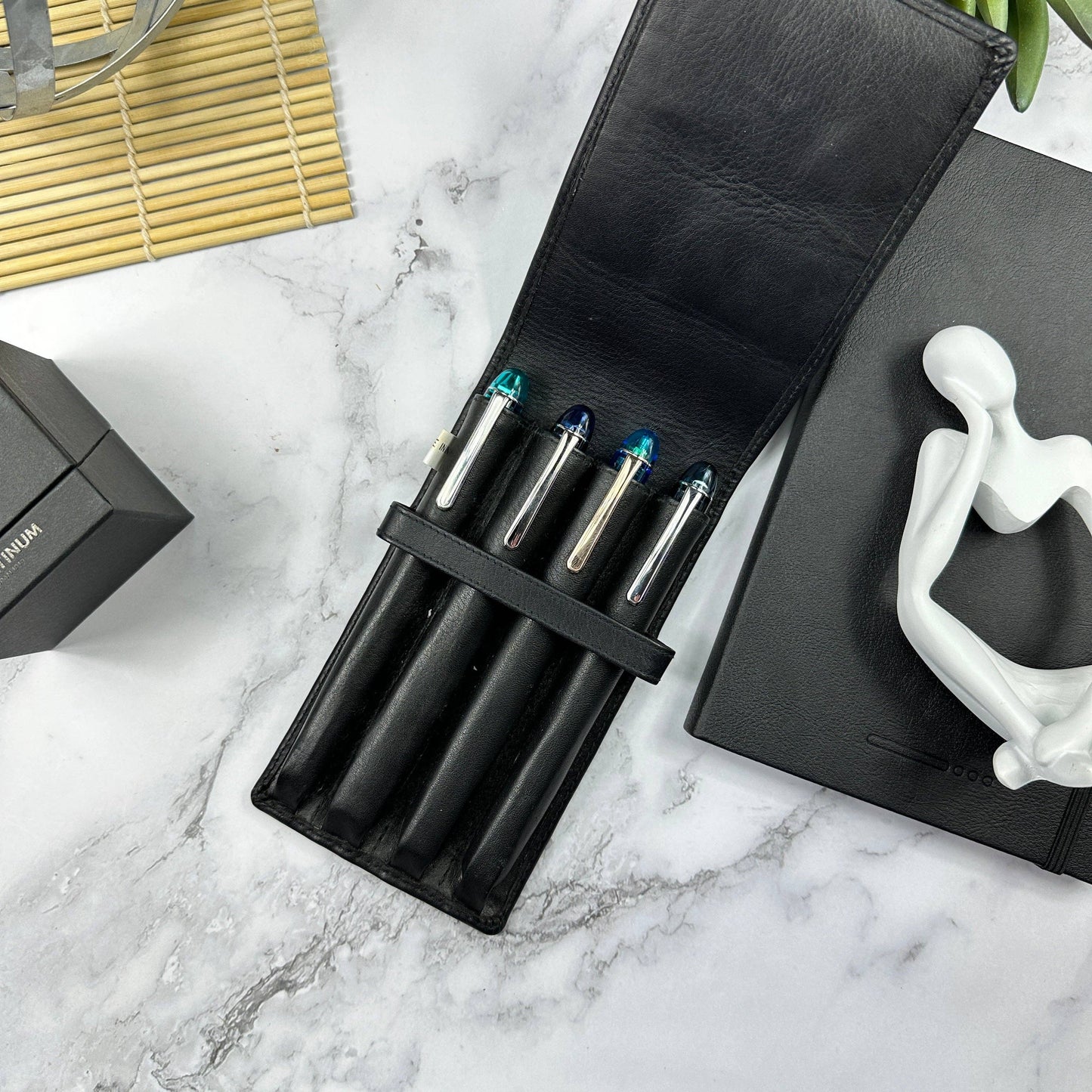 Girologio Leather 4 Pen Case: Black