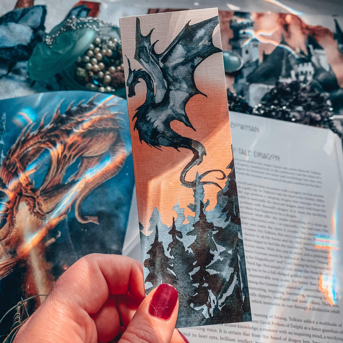 Epic Dragon Watercolor Bookmark