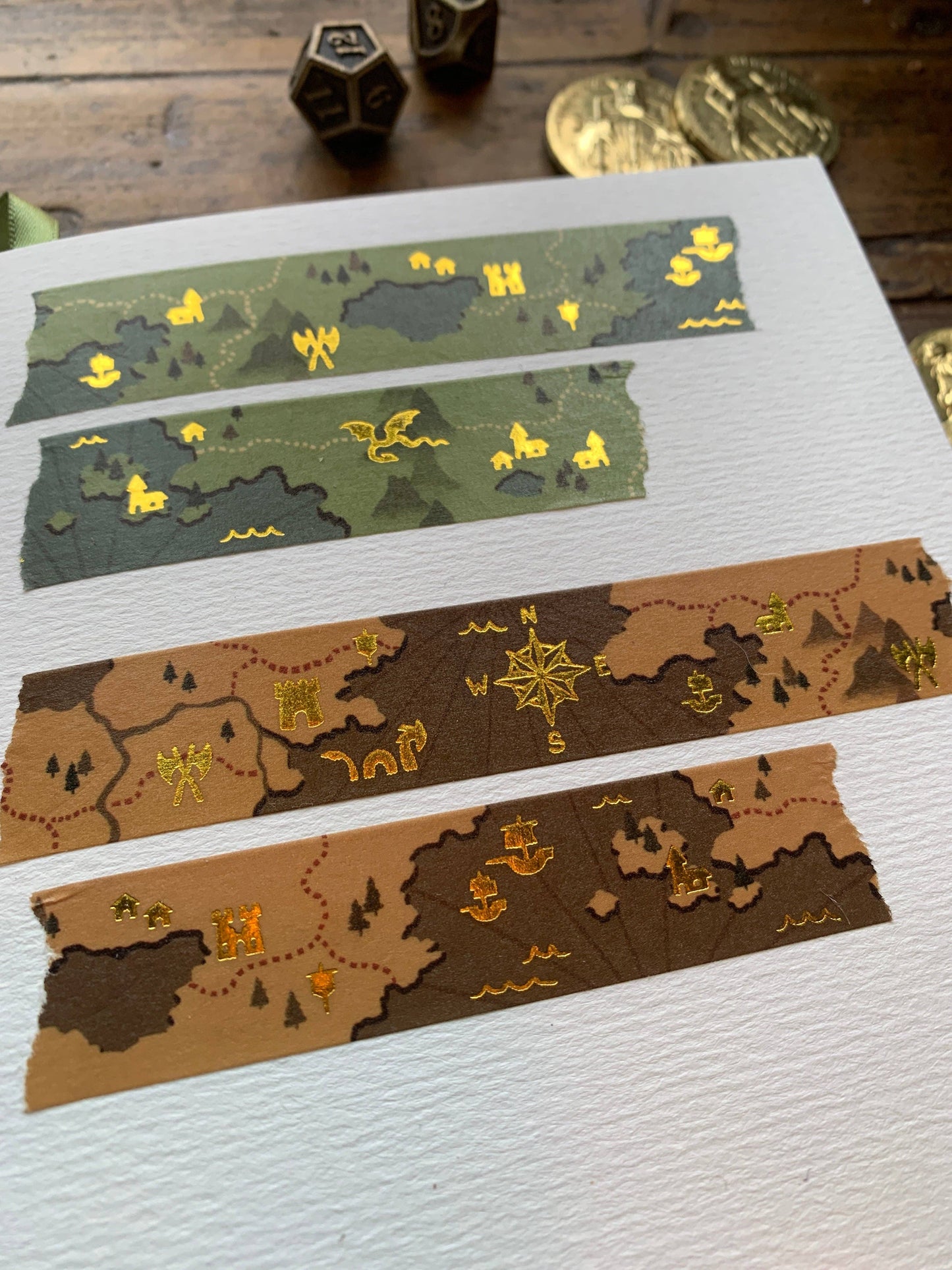 Fantasy Maps Gold Foil Washi Tape: Brown