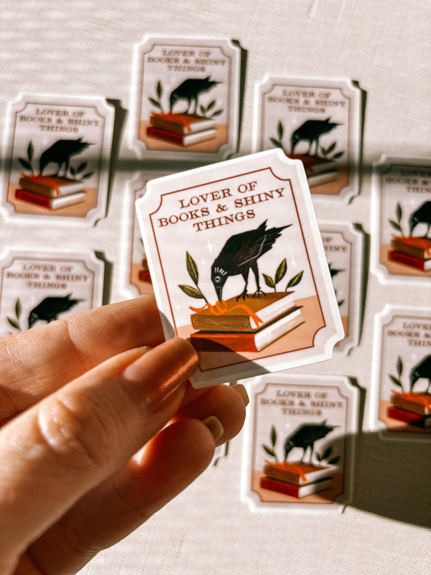 Lover of Books & Shiny Things Crow Vinyl Sticker