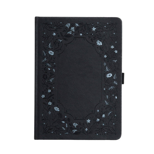 B5 Dot Grid Notebook: Midnight Floral in Black