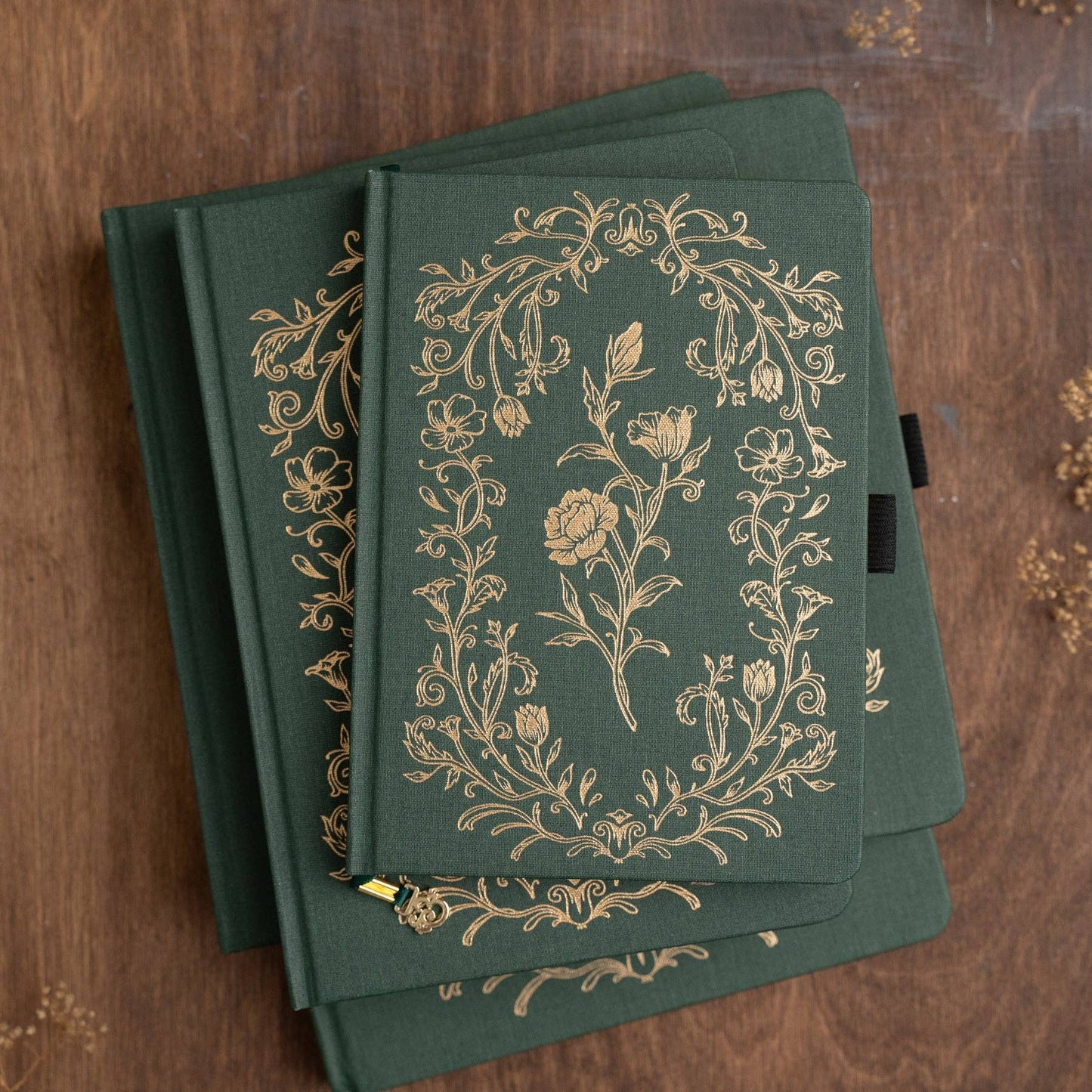 Antique Floral Dot Grid Notebook – B6