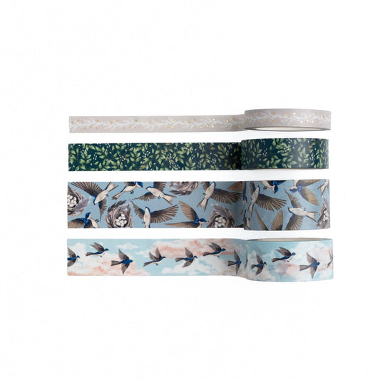 Swallows Washi Tape Set - 4 Rolls
