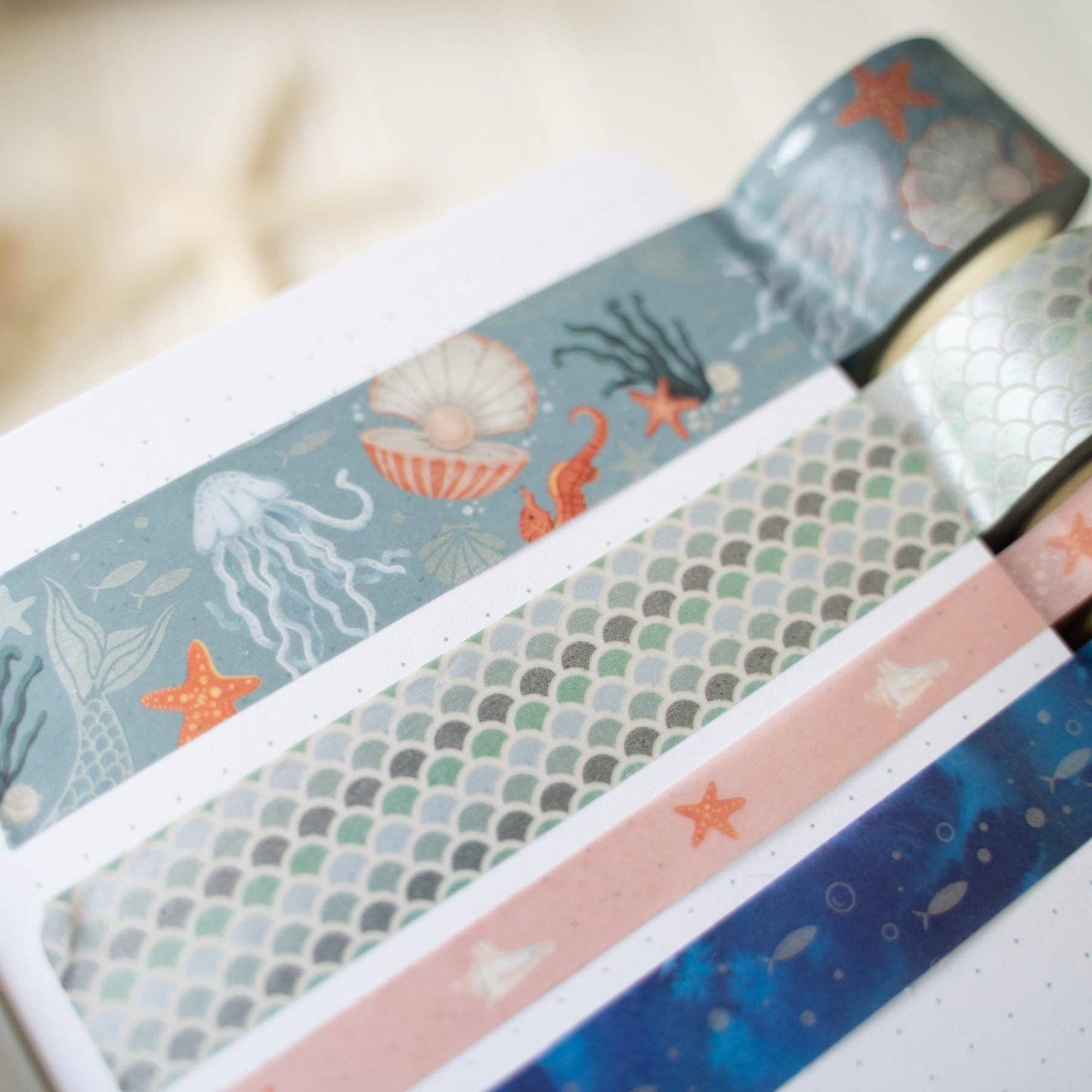 Archer and Olive Vintage Mermaid Washi Tape Set of Four Decorative Tape
