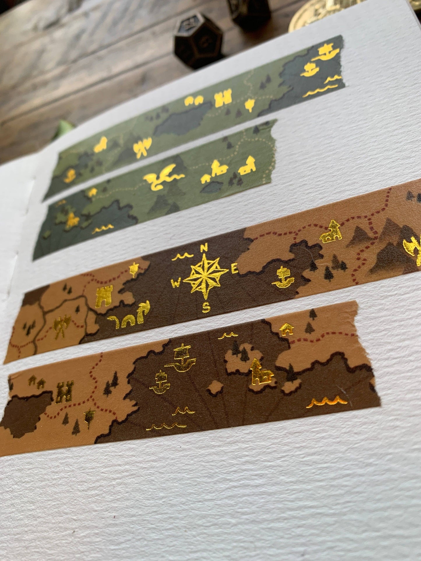 Fantasy Maps Gold Foil Washi Tape: Brown