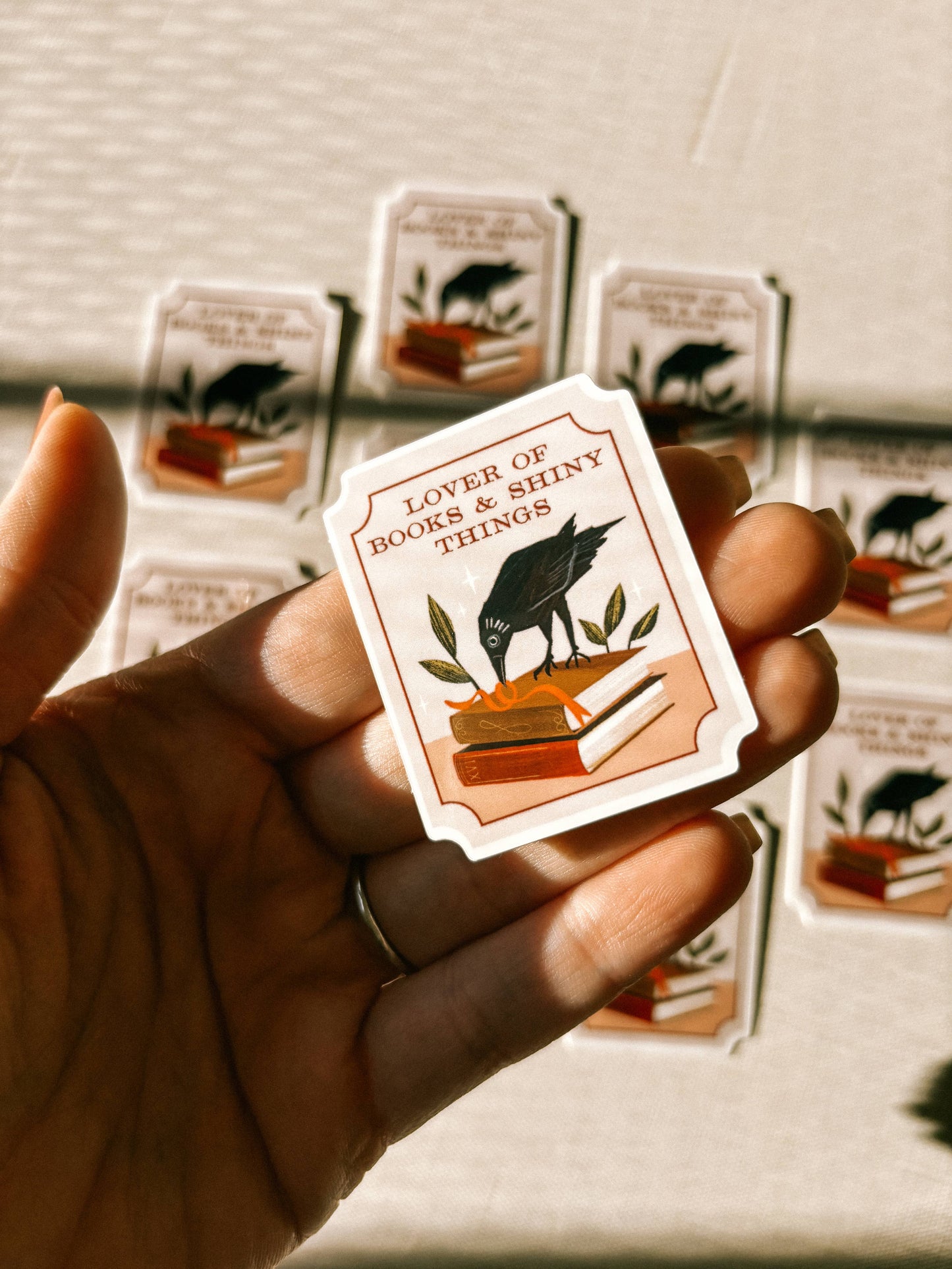 Lover of Books & Shiny Things Crow Vinyl Sticker